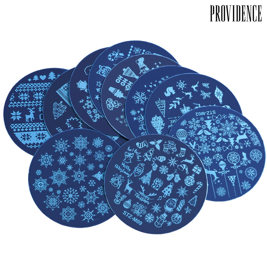 Providence 5Pcs Round Christmas Nail Art Stamping Plate Stamp Image Manicure Templates