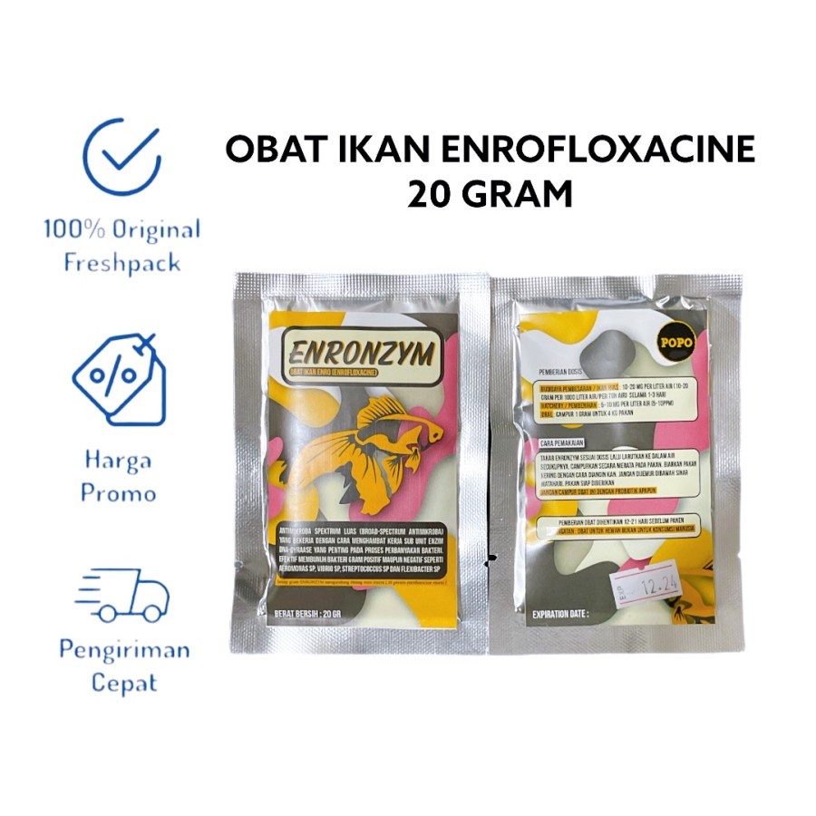 OBAT IKAN ENRO ( ENROFLOXACINE ) ENROZYM 20 GRAM