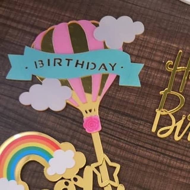 Cake Topper Happy Brithday Balon Udara Hiasan Kue Ultah Murah Premium