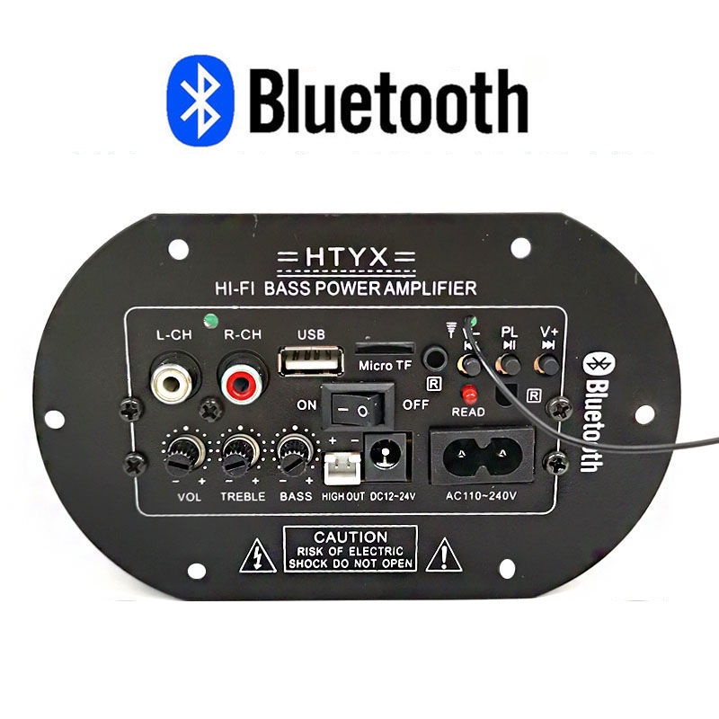 8/10 inch 12V/24V/220V Amplifier Board Audio Bluetooth USB FM Radio TF Player Subwoofer 35W Taffstudio Amplifier