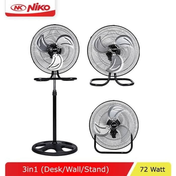 NIKO NK 1831 - Kipas Angin 3in1 Stand, Wall &amp; Desk Fan 18&quot; / Kipas Angin Besi Industrial Fan 18 Inch