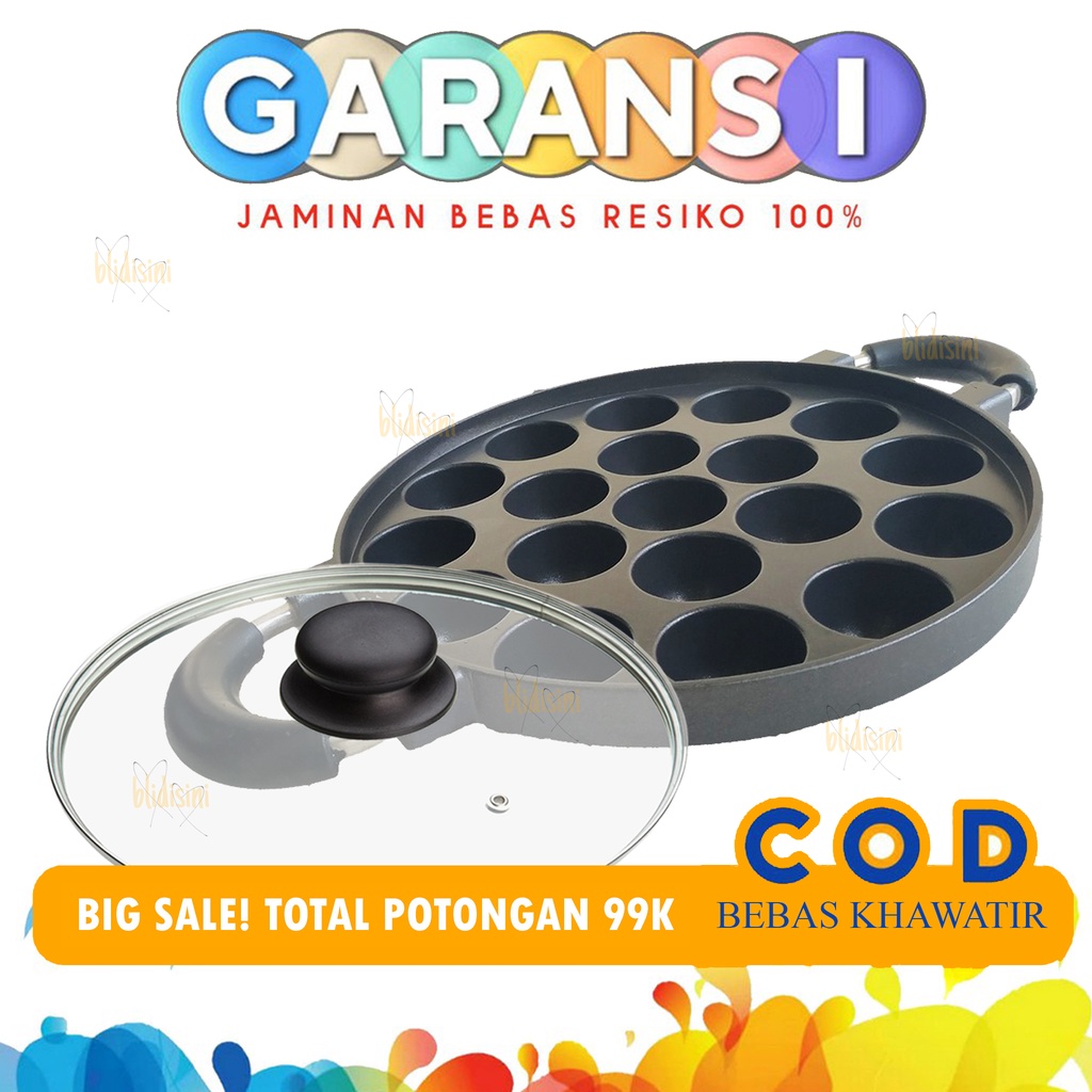 HAPPY CALL Cetakan Takoyaki 19 Lubang  Cekung Teflon Telor Goreng Bulat Kecil Teplon Takoyaki Anti L