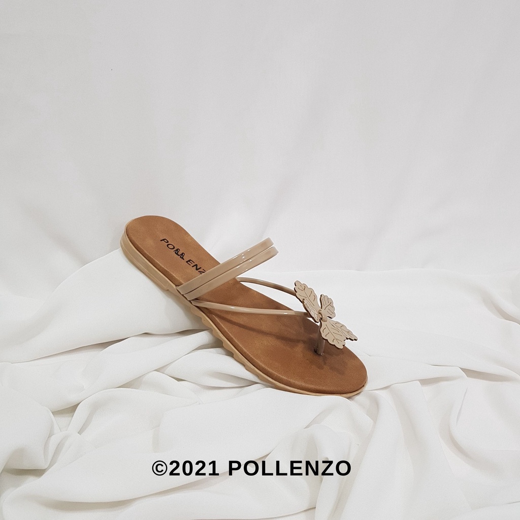 Pollenzo - Sandal Jepit Teplek Bunga Lia-086-CREAM ASAP