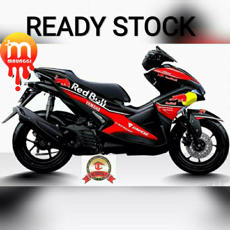 Decal aerox 155 full body Striping motor aerox lama full variasi motif red bull Stiker aerox