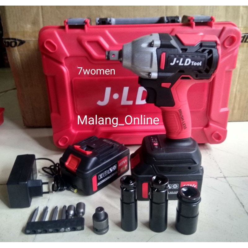 CORDLESS IMPACT WRENCH BRUSHLESS JLD TOOL 48V JV88  Bor Buka baut/Bor Pembuka Baut JLD TOOLS Set
