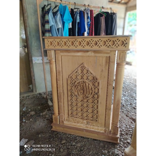 READY STOCK mimbar masjid minimalis jati perhutani | mimbar mihrab kayu jati mentahan  mimbar podium