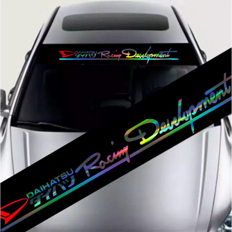 Stiker mobil kaca depan belakang Racing Development hologram