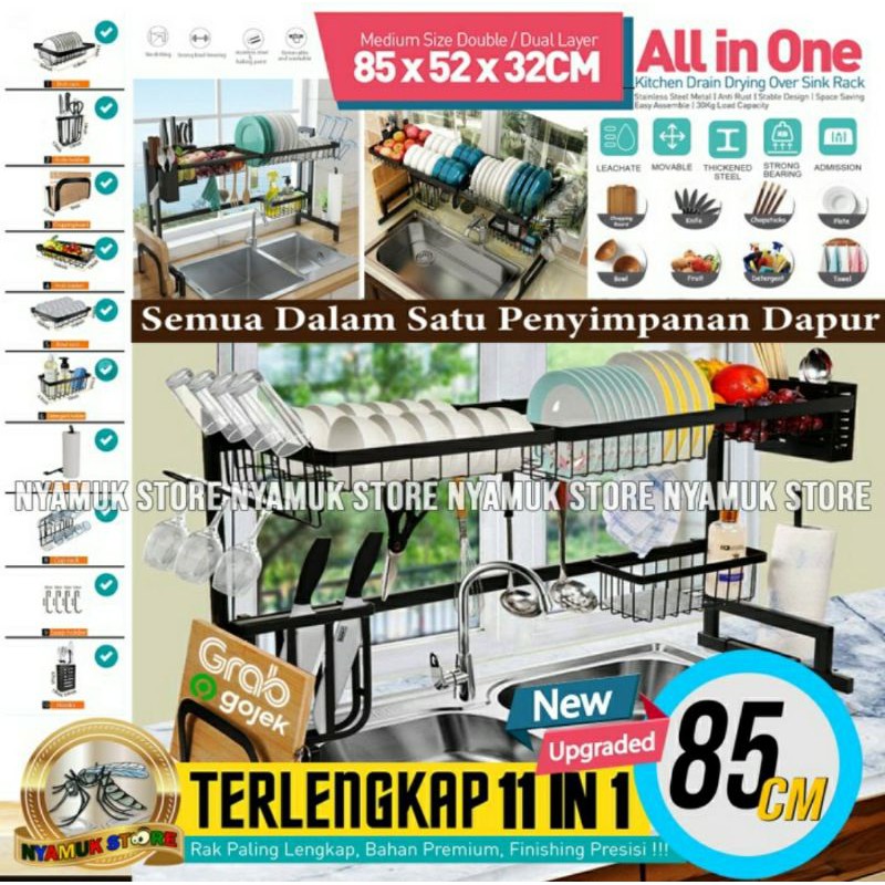 Rak Dapur Pengering Piring Sink Wastafel Drain Rack Serbaguna 85CM