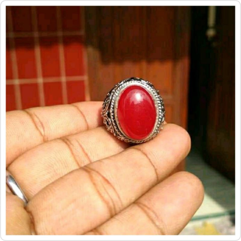 batu giok merah cincin asli giok 01