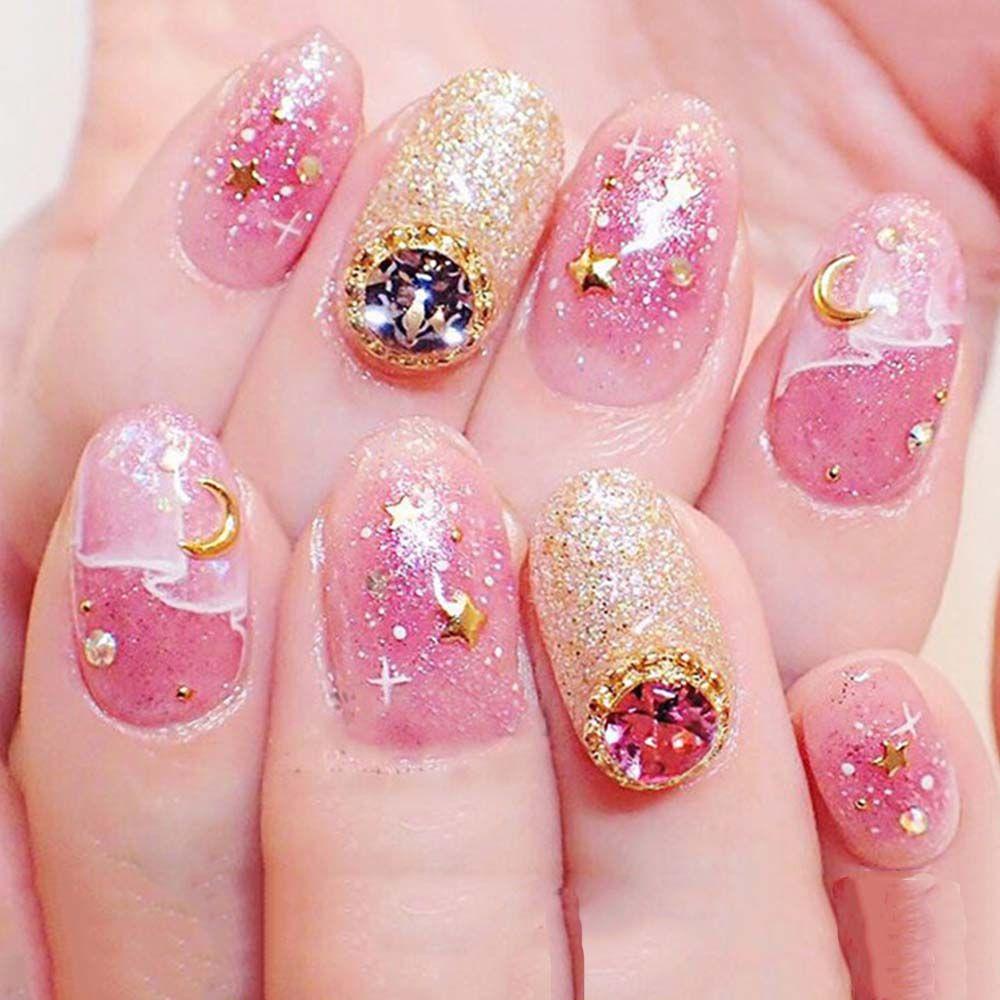 AUGUSTINA Agustina Rivet Aksesoris Kuku Emas Fashion Berongga Bingkai Logam Gaya Jepang Nail Art Stud Rivet Nail Ornaments 3D Nail Jewelry