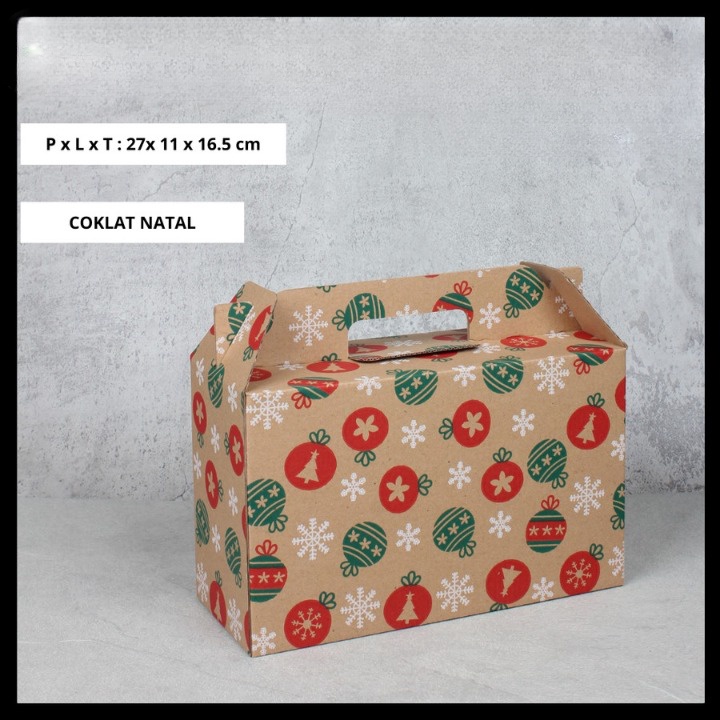 

10 Pcs Dus Jinjing Spesial Natal Kardus Die Cut Packaging Hampers Parcel Box Kemasan Souvenir Size 27x11x16 cm