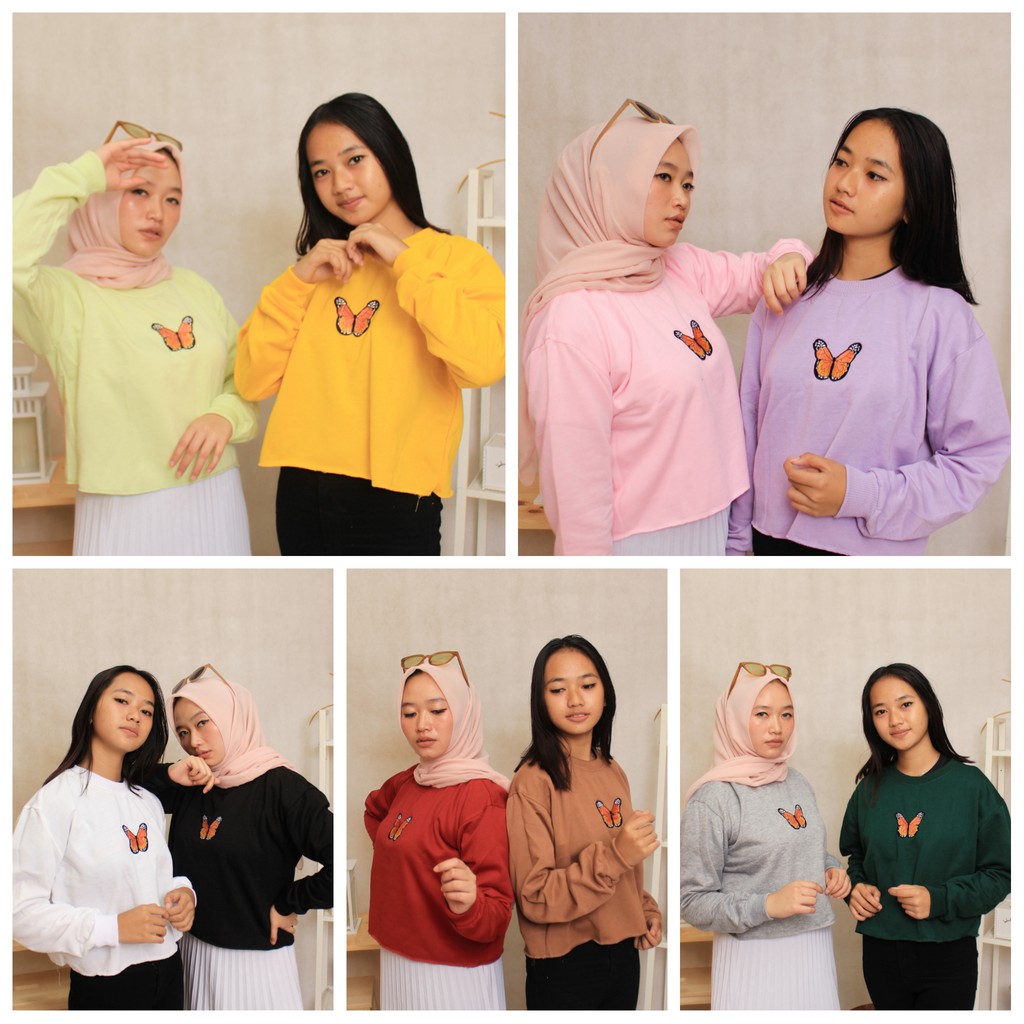 CROOP  TOP BUTERPLAY BORDIR // SWEATER CROP WANITA