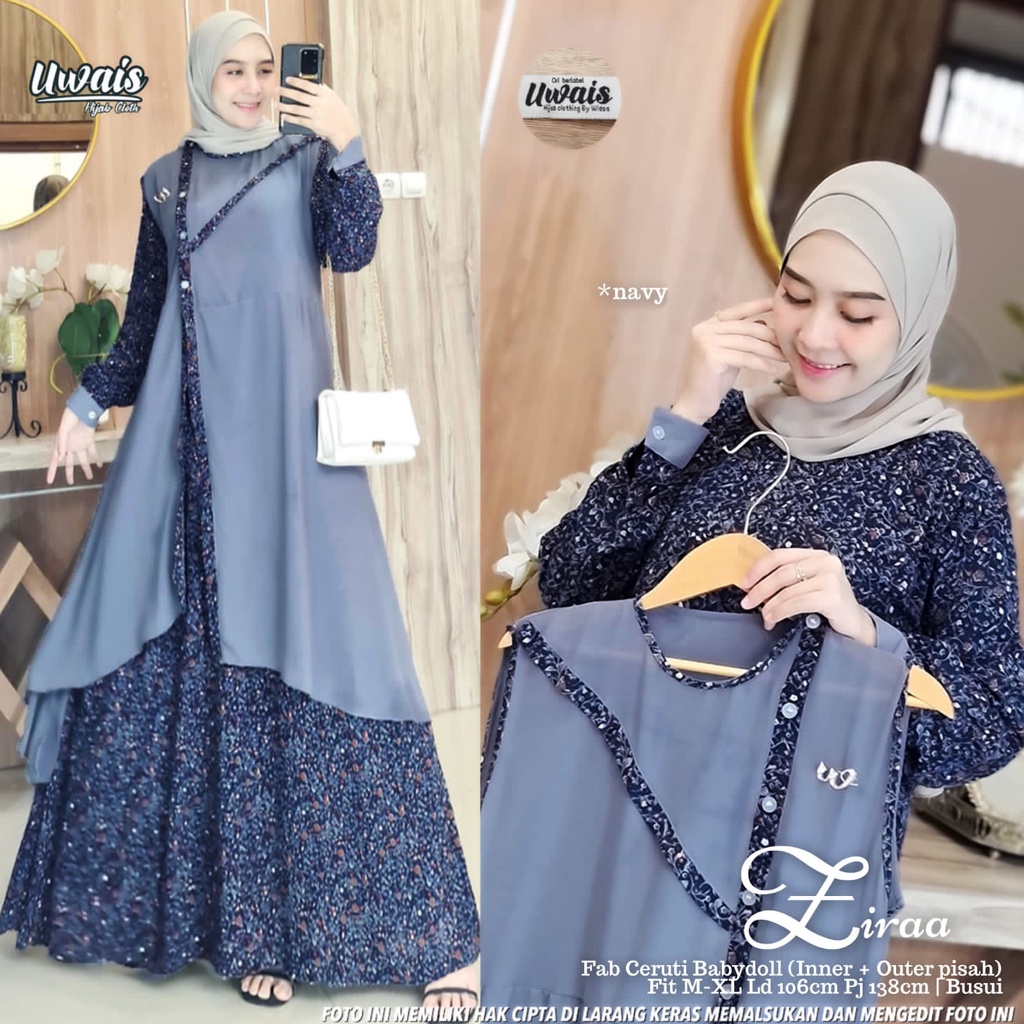 ZIRAA MAXI DRESS BY UWAIS / GAMIS SET OUTER CERUTY (READY SIAP KIRIM)