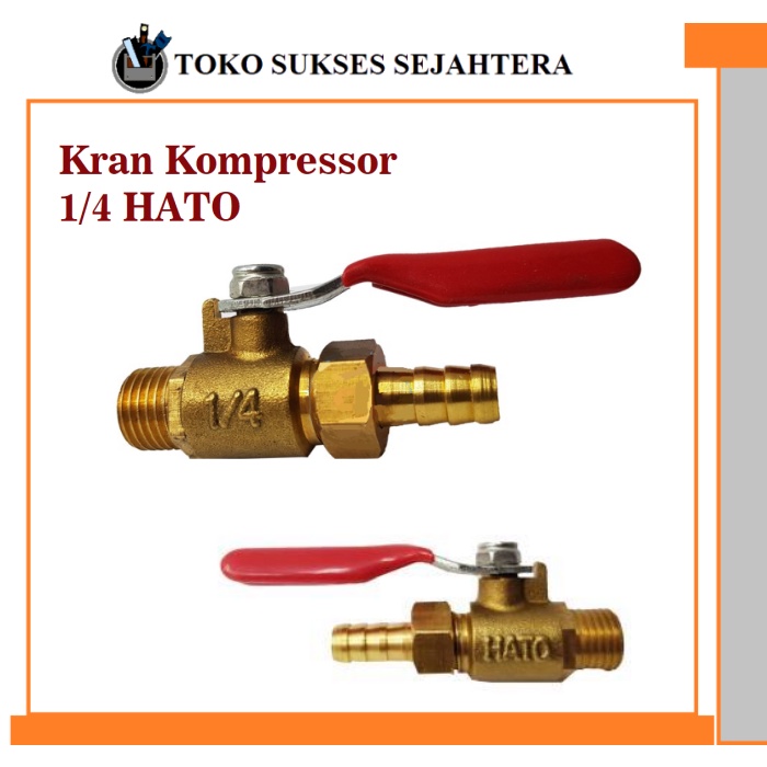 Kran Hato Kran Angin Kompressor Hato 1/4 1/4&quot;  Kran Compressor Kran Angin Kompressor / Kran Hato / Stop Keran Kompresor Kuningan Air Cock Compresor Hato