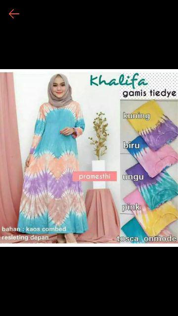 Gamis Kaos Khalifa ~ Busui Baju Muslimah Batik Lengan Panjang Fashion Wanita.