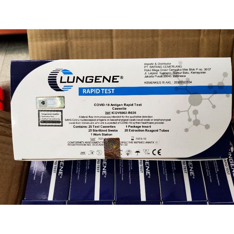 TEST SWAB ANTIGEN LUNGENE RAPID TEST ANTIGEN 100% ORIGINAL ALAT TEST CORONA KEMENKES isi 25/box  MEN