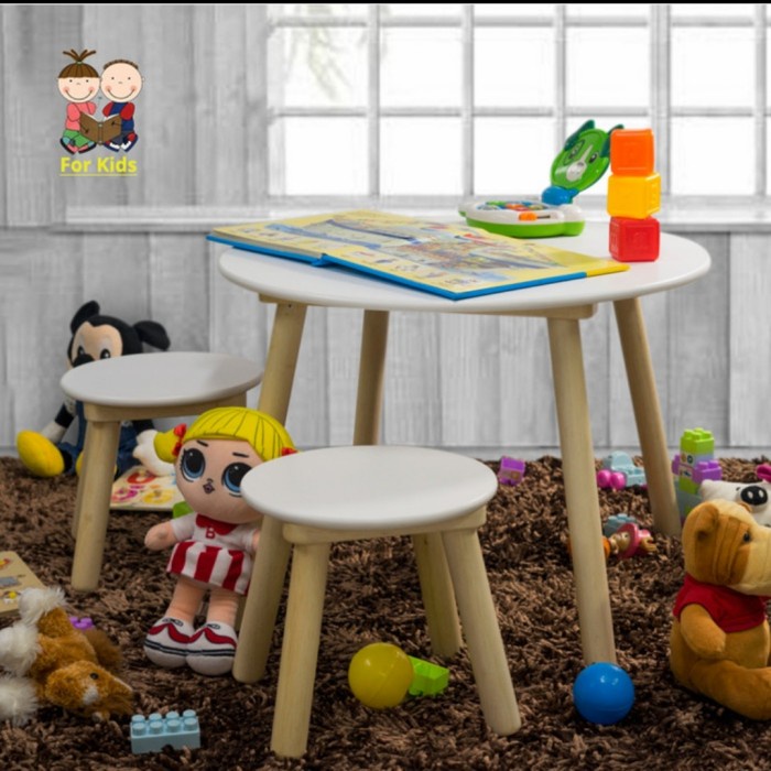 Kursi Kayu - Meja Belajar Anak Kursi Belajar Anak Set Serbaguna Minimalis Kayu