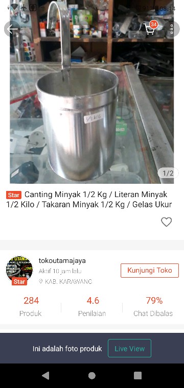Canting Minyak 1/2 Kg / Literan Minyak 1/2 Kilo / Takaran Minyak 1/2 Kg / Gelas Ukur 1/2 Kilo / Kilo