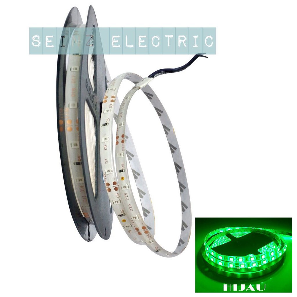 Seinz Led Strip 3528 IP44 outdoor 2835 warmwhite white hijau biru merah