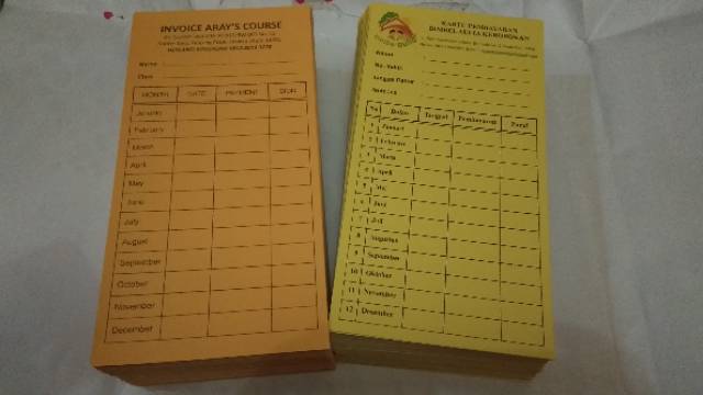 Cetak Kartu Iuran Spp Kartu Hadir Pembayaran Tabungan Sampul Dll Custom Shopee Indonesia