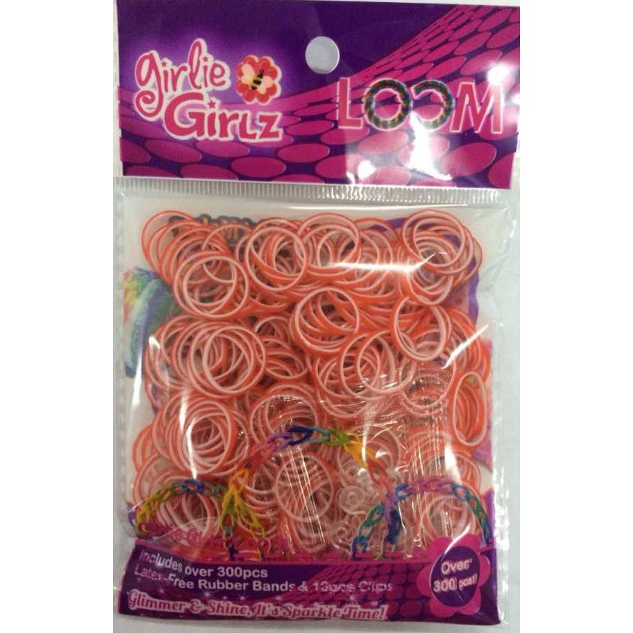 Girlie Girlz TM 3228c Double Colour Rubber Loom Band & Clip Refill Pack  Red
