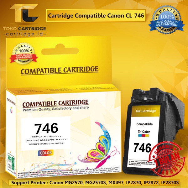 Cartridge Recycle Canon 746 Color, Tinta Printer Canon MX497 MG2470 MG2570 IP2870