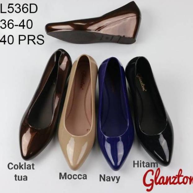 12.12 Birthday Sale L536 Sepatu Jelly Wedges Glanzton Import (Glossy)