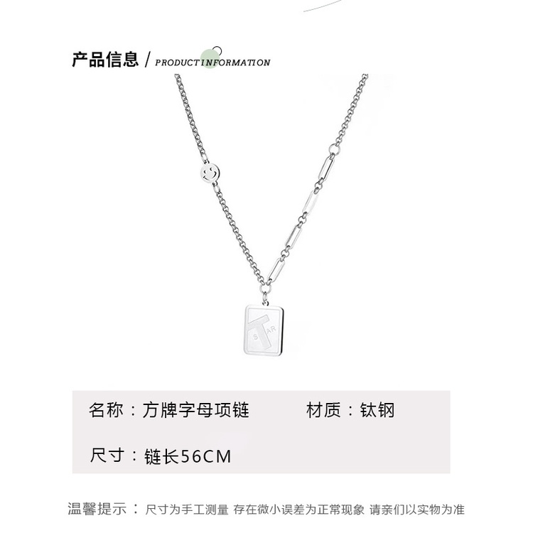 Jepang dan Korea gaya hip hop huruf titanium steel square piring liontin kalung wanita ins sederhana