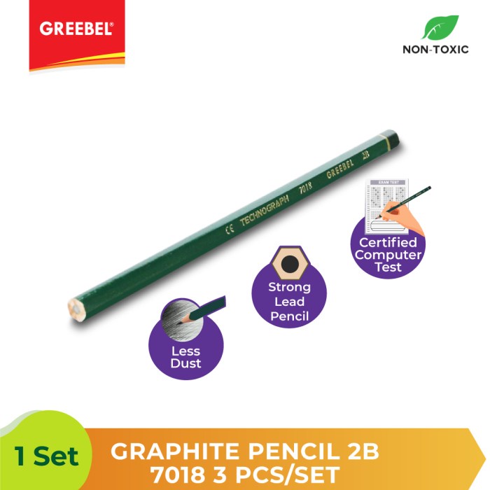 Pensil Graphite Technograph Greebel 2B 7018 - 3pcs.