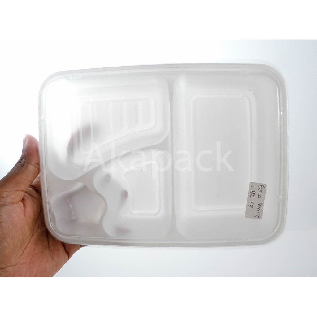 Bento Tray Bintang Sekat 4 PUTIH / Wadah Bento / Bento / catering box 50pc