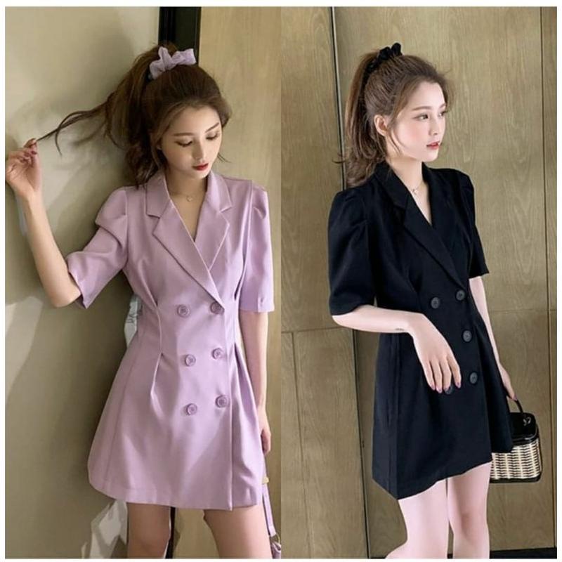 Baju Dress Pesta Wanita Casual Mewah Korea Style Terbaru 2021 Dress La Dress Blazer/Dress Sella - T