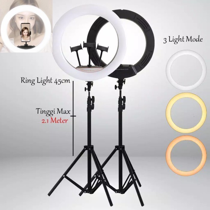Ringlight Ring light LED lampu studio live tiktok bigo hias MUA LED 3 mode diameter 45cm besar jumbo