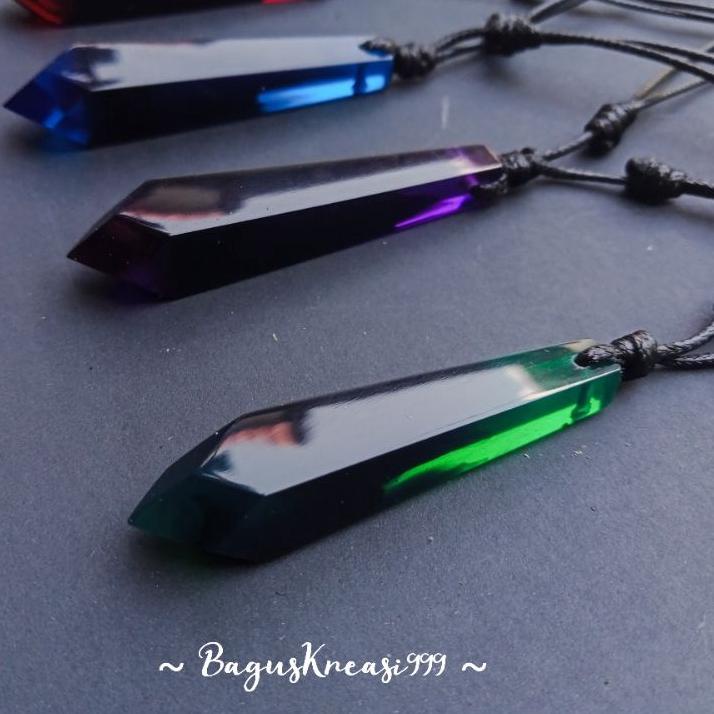 Siap Kirim Kalung Pria Wanita Viral Resin Black Green Purple Blue Red Royal