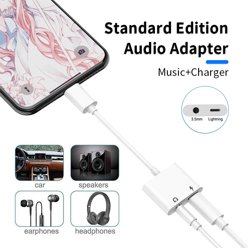 FEINODI Light-ing i- Phone to  3.5mm Aux Audio headphone/Earphone jack adapter/Splitter/Cable Cord/connector/dongle i- pad to microphone earbud /trrs converter Compatible with i- Phone 14/13/12 Pro/11/11 Pro Support I- OS 15