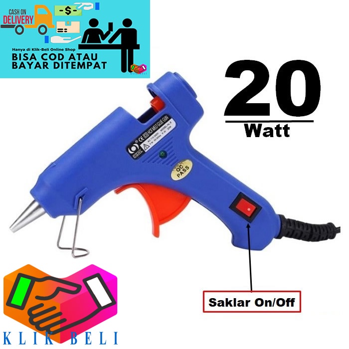 Alat Lem Tembak Saklar On/Off Hot Melt Glue Gun 20 Watt Pistol Panas