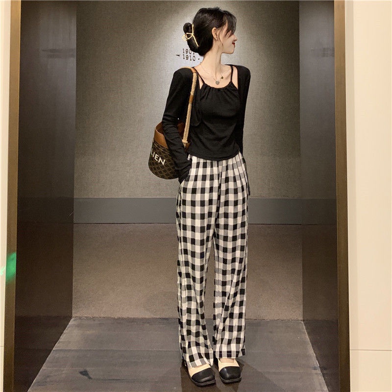 Celana Kotak Kotak Celana Panjang Model Longgar Highwaist Celana Warna Celana Bahan