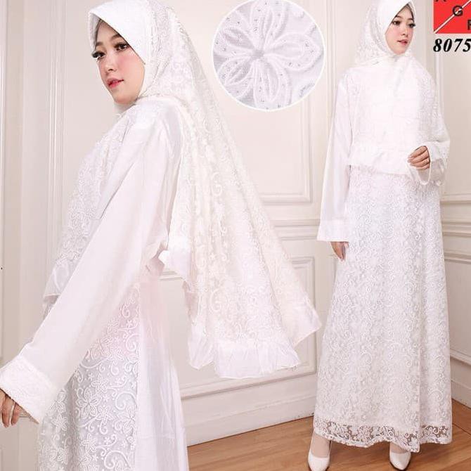 Gamis Putih Premium Baju Muslim Wanita / Baju Gamis Putih Silk Sutra