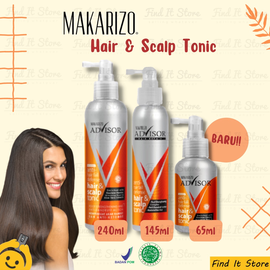 Makarizo Advisor Anti-hair Fall Defense Hair &amp; Scalp Tonic 2 in 1 Untuk Rambut Rontok &amp; Anti Ketombe BPOM