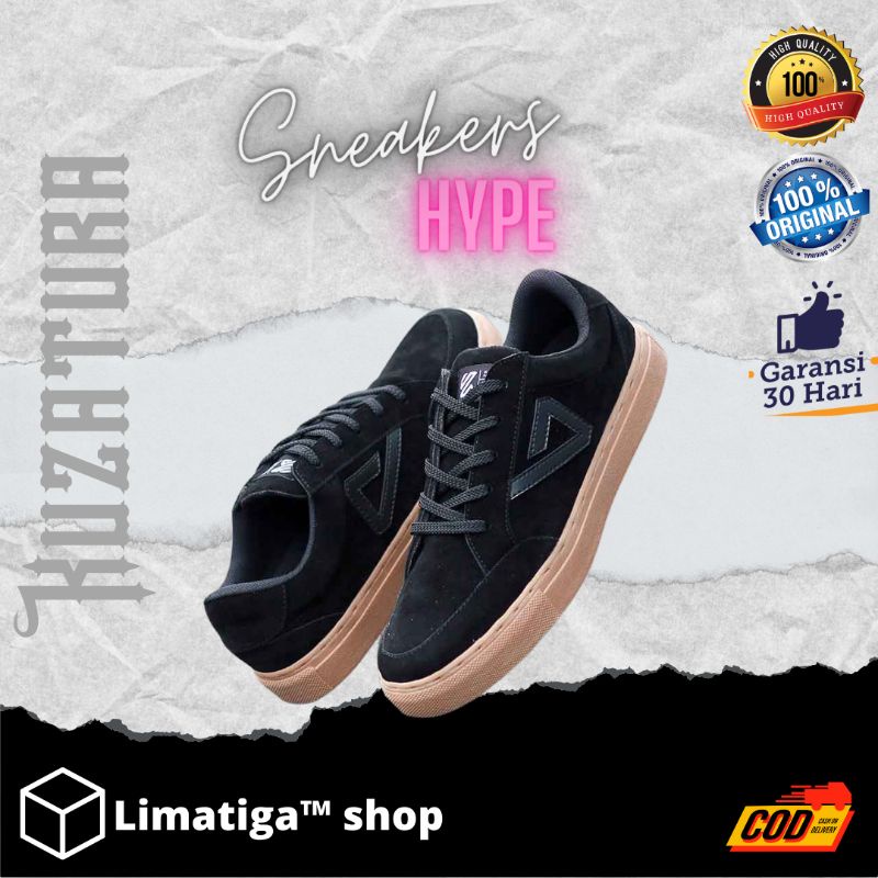 Sepatu Sneakers Casual Pria Keren/Lokal Brand /Original /skate shoes/Kuzatura Black