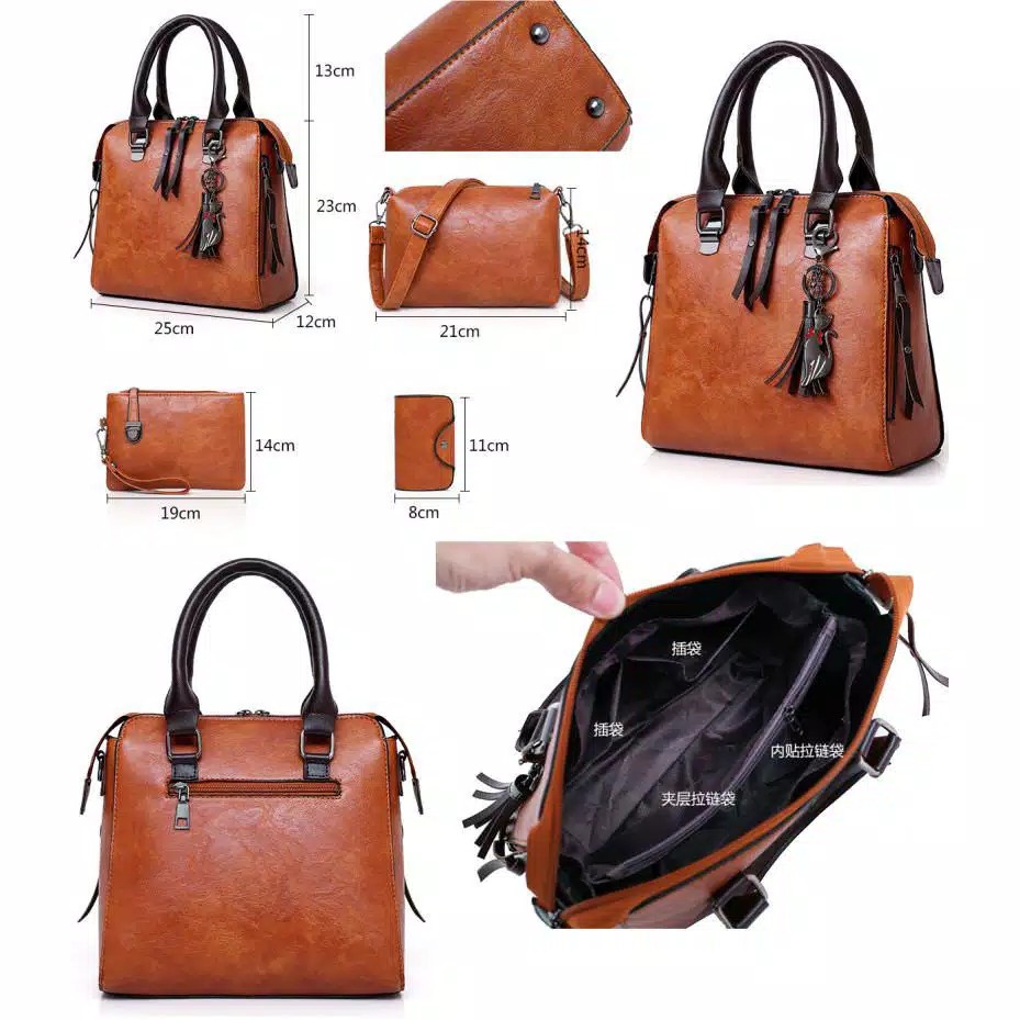 BJ31496 (4IN1) - Black/Brown/Gray/Red/Pink - TAS SET HANDBAG SLEMPANG POUCH DOMPET KARTU TERMURAH TERLARIS FASHION WANITA IMPORT BAGSTORE JAKARTA GT1662 CR7180 DC6102 VC86769 LT1496 EL458 B819624 BQ2445 JTF819624