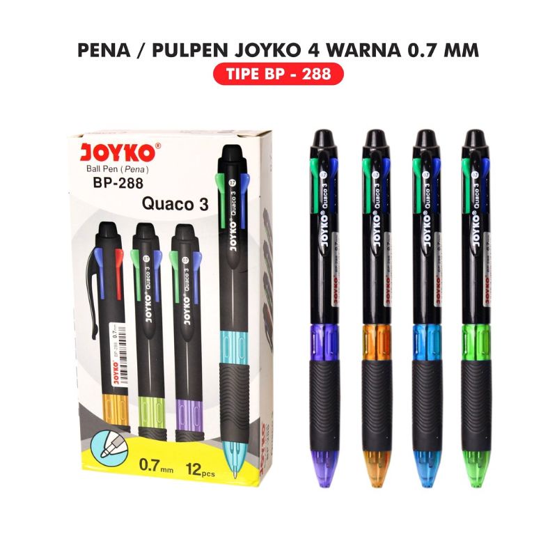 

Pulpen 4 warna Joyko BP 288 213 348 QUACO 3 Tebal 0.7mm