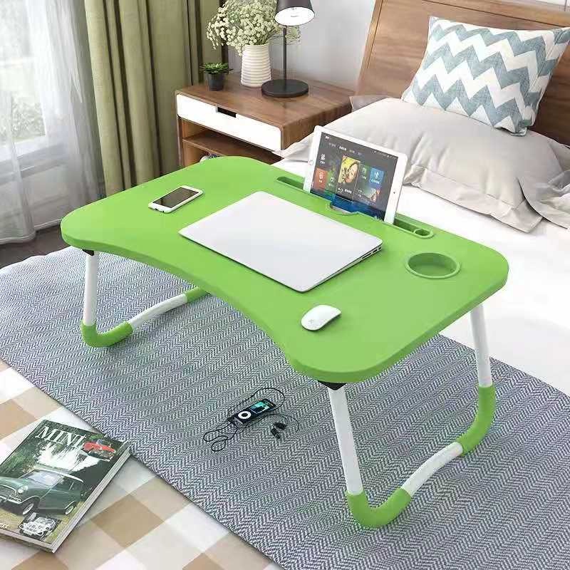 Meja Belajar Laptop Lipat Portable Desk with Bottle Hole - L62 - Wooden