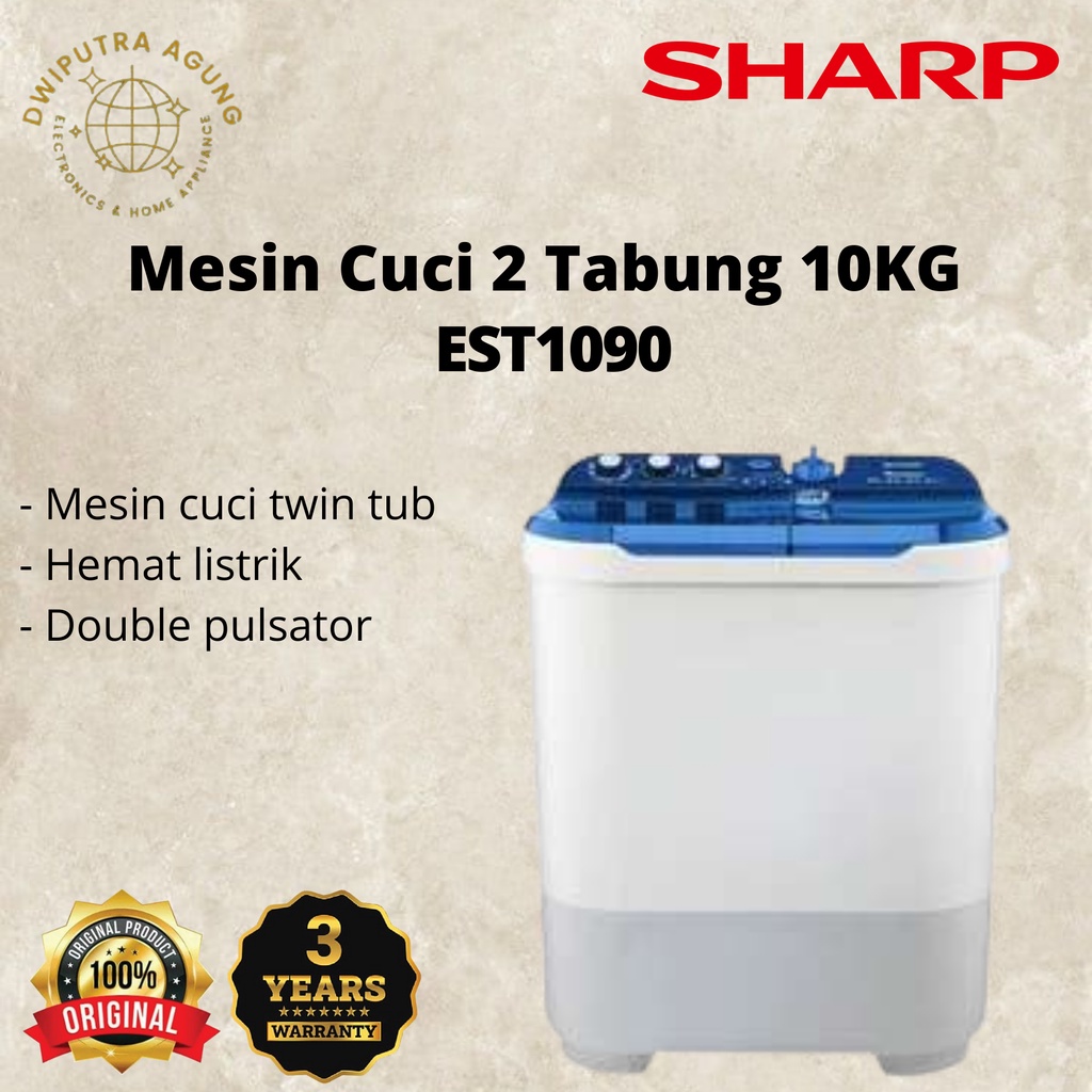 MESIN CUCI 2 TABUNG SHARP EST 1090 10 KG KHUSUS BANDUNG
