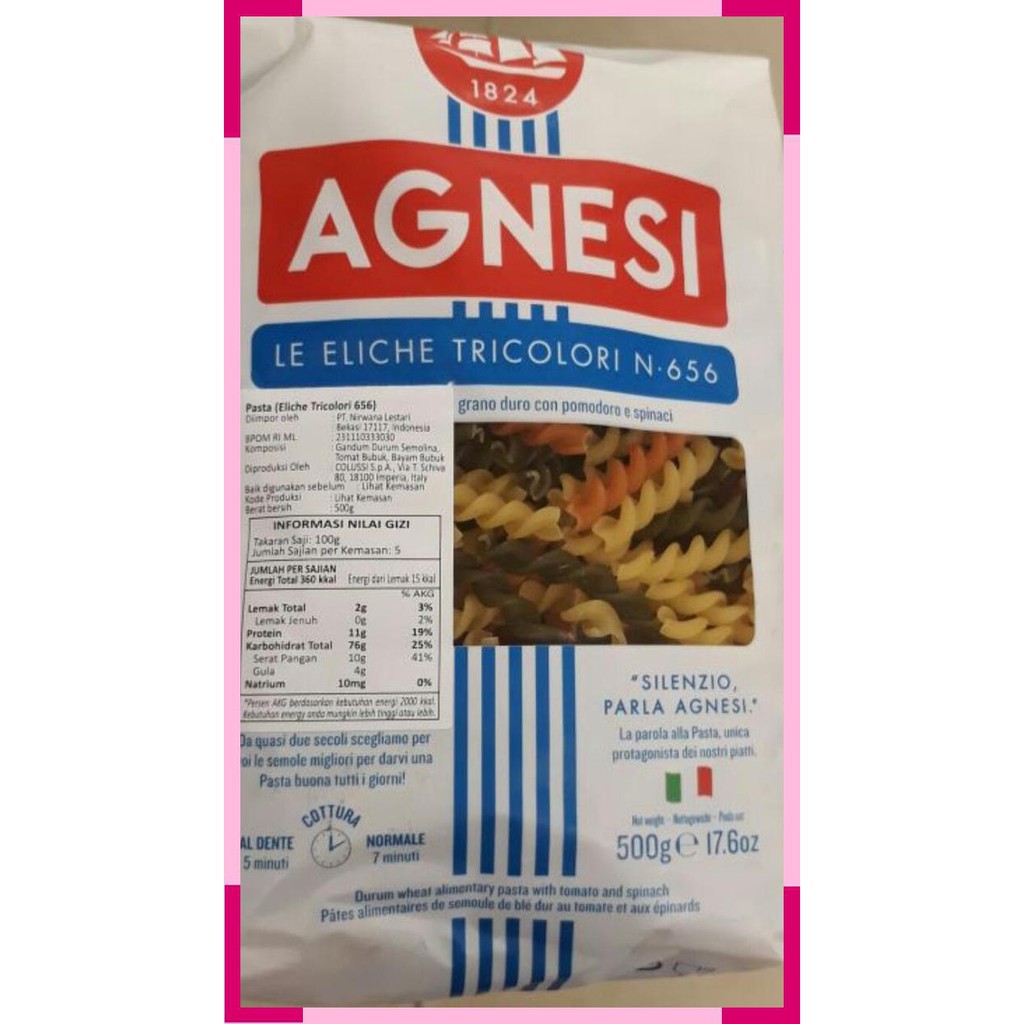 

Agnesi le eliche tricolori n.656 500gram