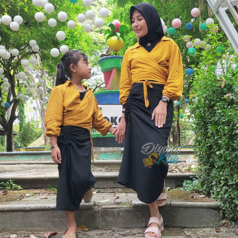 Rok serut crinkle couple ibu dan anak | Rok serut anak | Rok serut casual | Korean Skirt