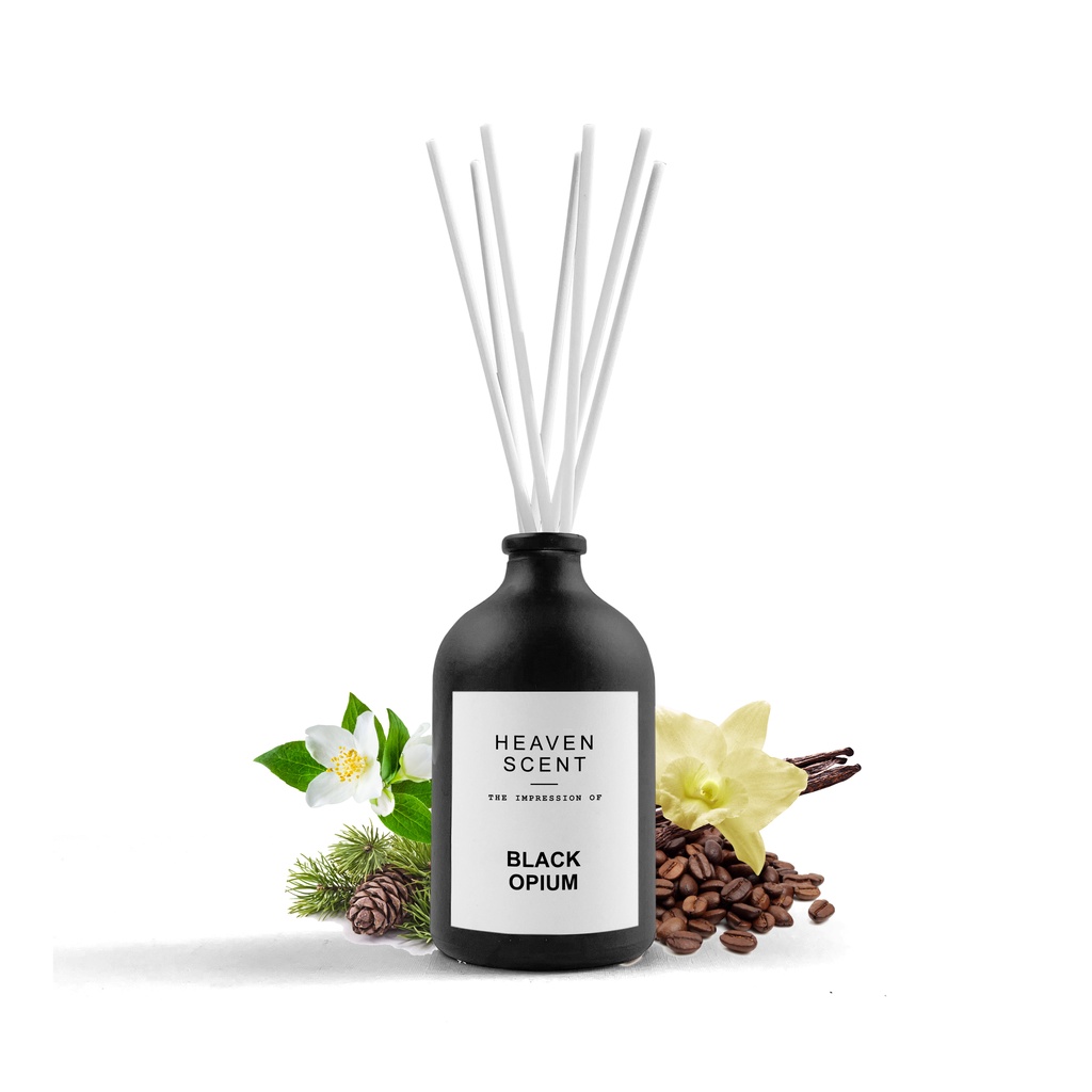 HEAVEN SCENT Luxury Reed Diffuser 100ml - Pengharum Ruangan Aromaterapi Inspired by Fragrances-Black Opium