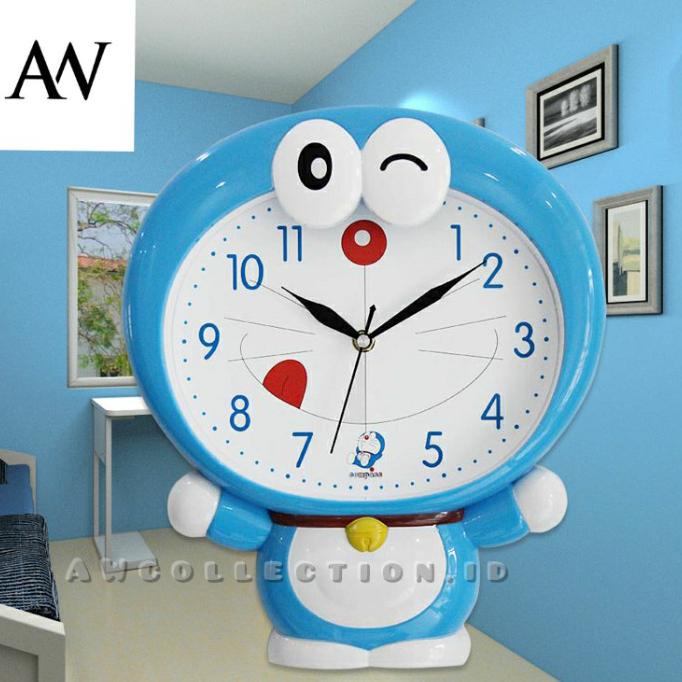 Menakjubkan Jam Dinding Karakter Doraemon Full Body Detik Sweep Limited