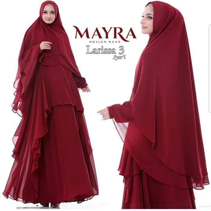 New Maxi Mayra Maroon Busana muslim terbaru Baju gamis syar'i Murah
