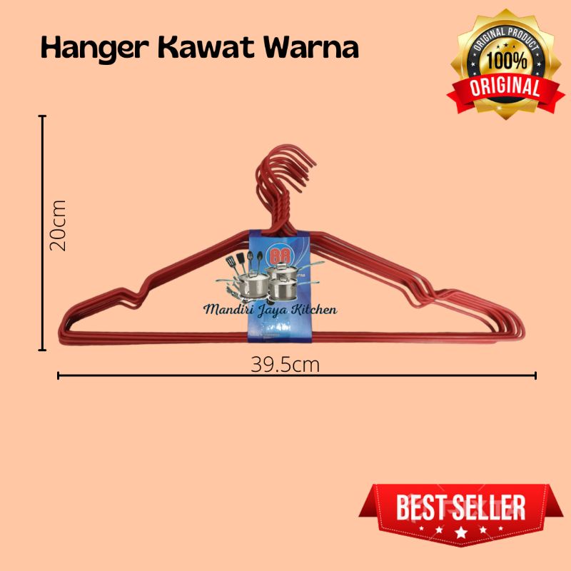 Gantungan Baju Dewasa/Hanger Kawat Warna 10Pcs