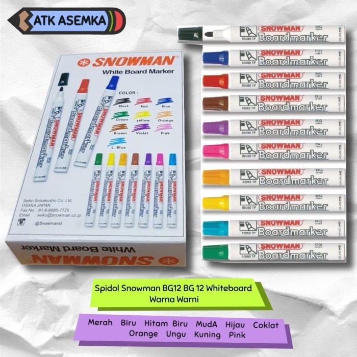 

Seller Spidol Snowman BG12 BG 12 Whiteboard Warna Warni !g>